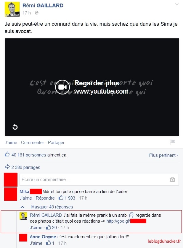 page sans nom piratage Facebook