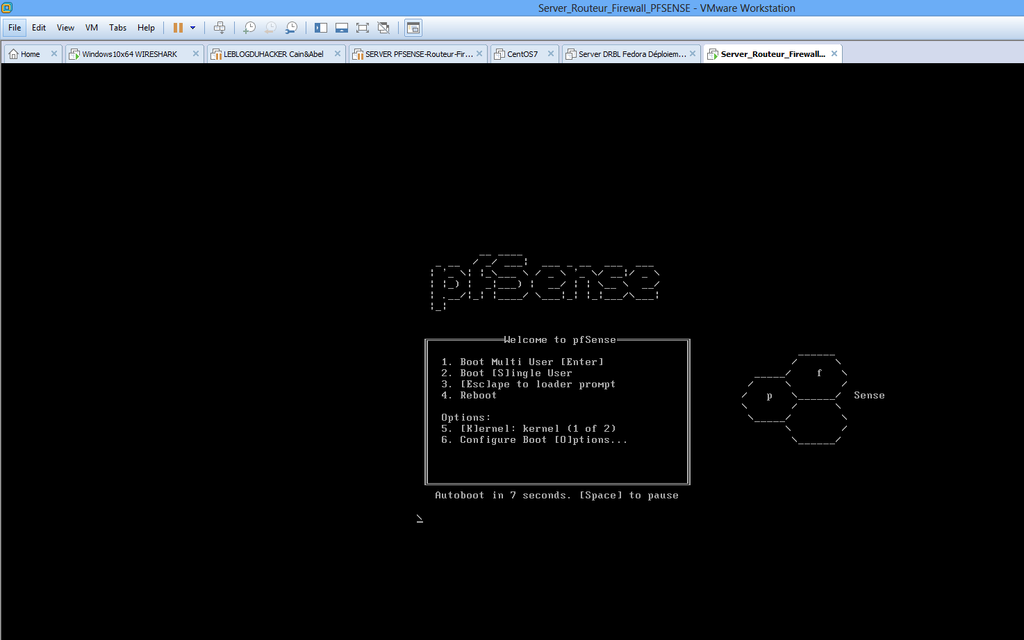 Capture Démarrage install Server roteur firewall PFSENSE