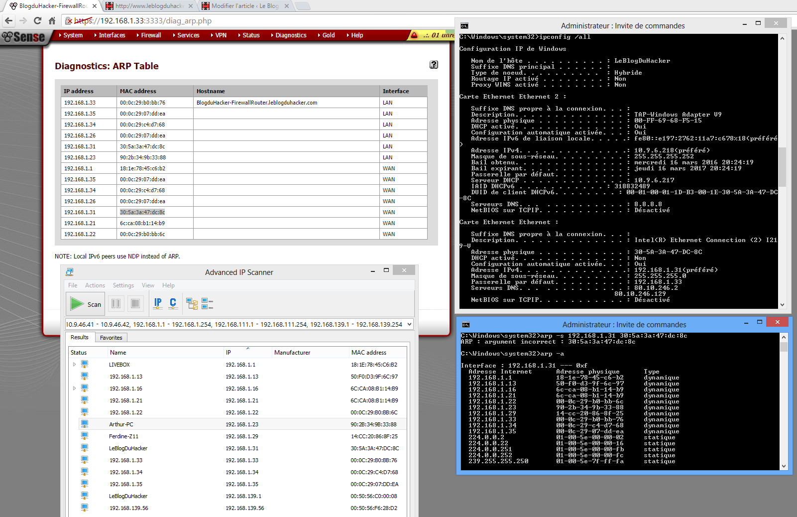 Capture IP SCAN table ARP