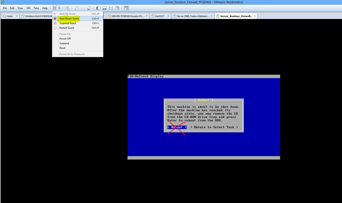 Capture fin install Kernel PFSENSE Shut Down VM