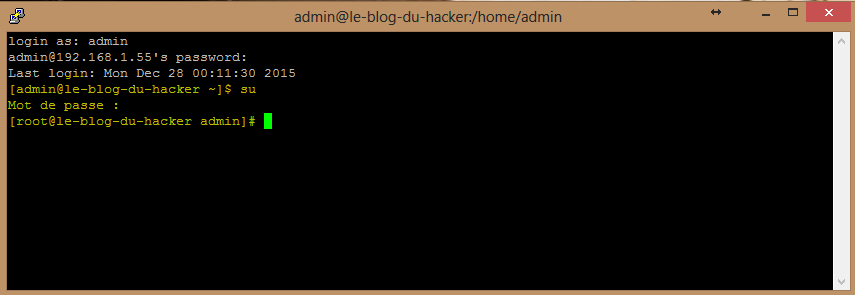 Installation 15 passer en root sur user admin