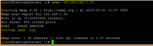 Installation 53 scan tous les ports UDP sur une IP