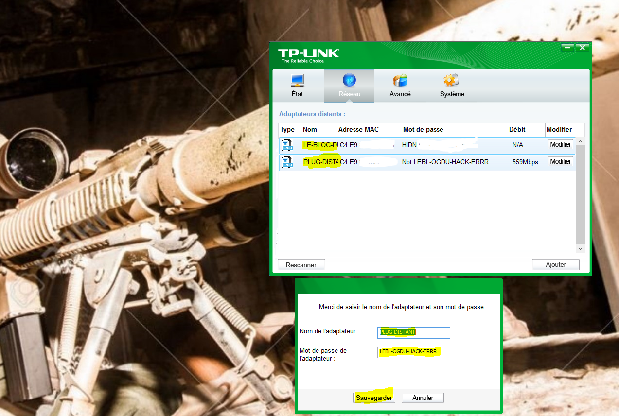 Modif mot de passe cpl distant bis
