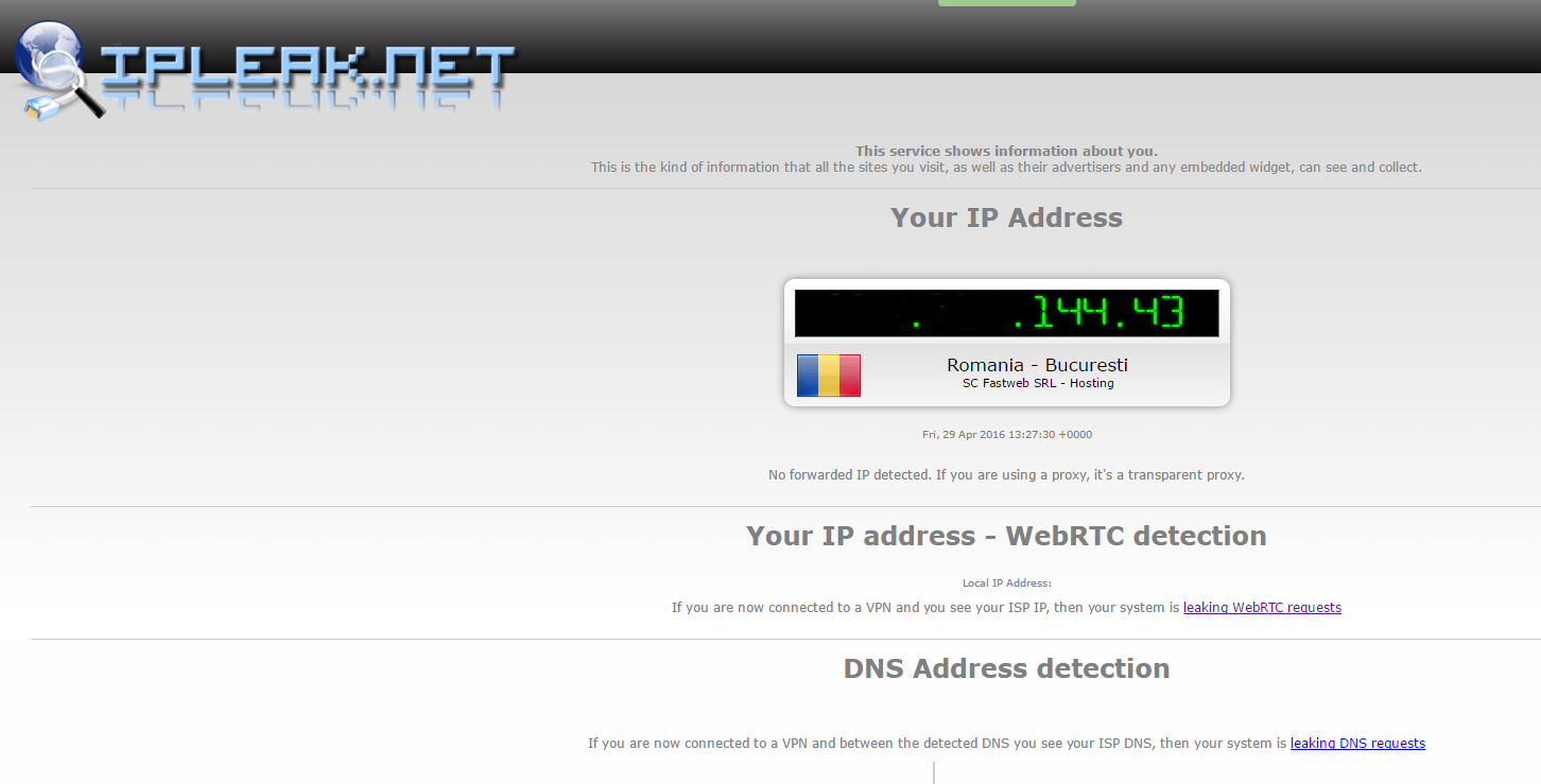 Image 46 1 vérification IPLEAK suite à la protection via Ipredator Server DNSCrypt