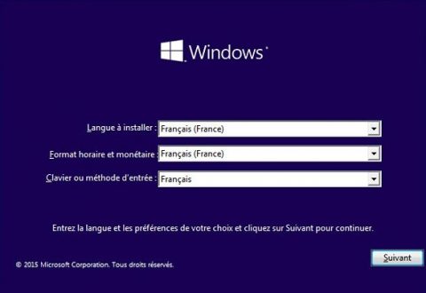 procedure d installation de windows 10